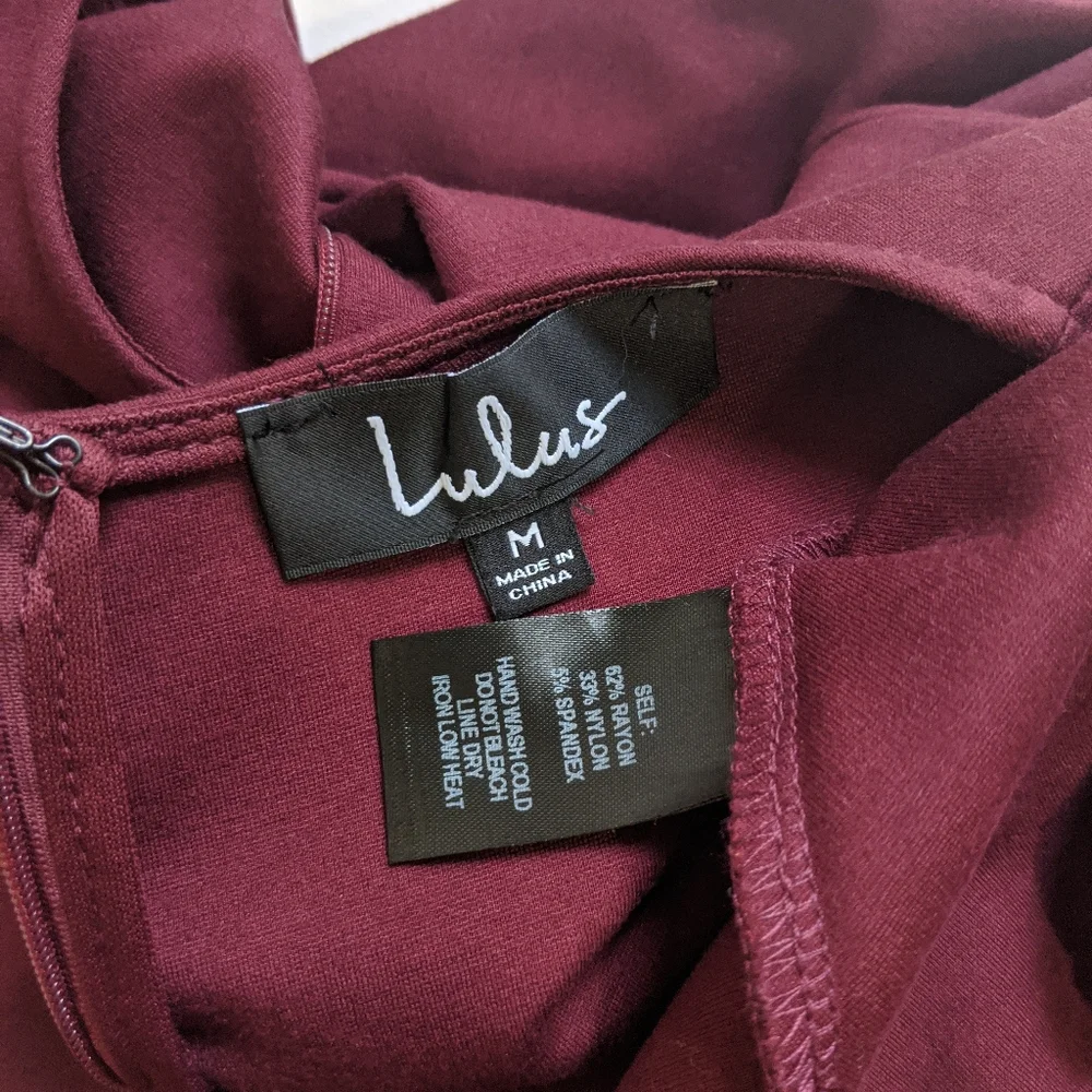 Lulu's Cumulonimbus Clouds Burgundy Skater Dress - Picture 3 of 7